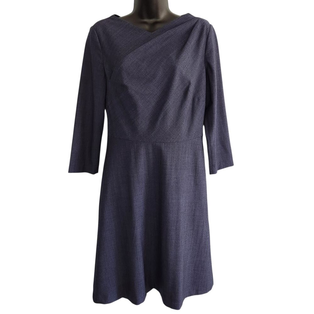 Banana Republic dress v neck with asymmetric drape blue size 6